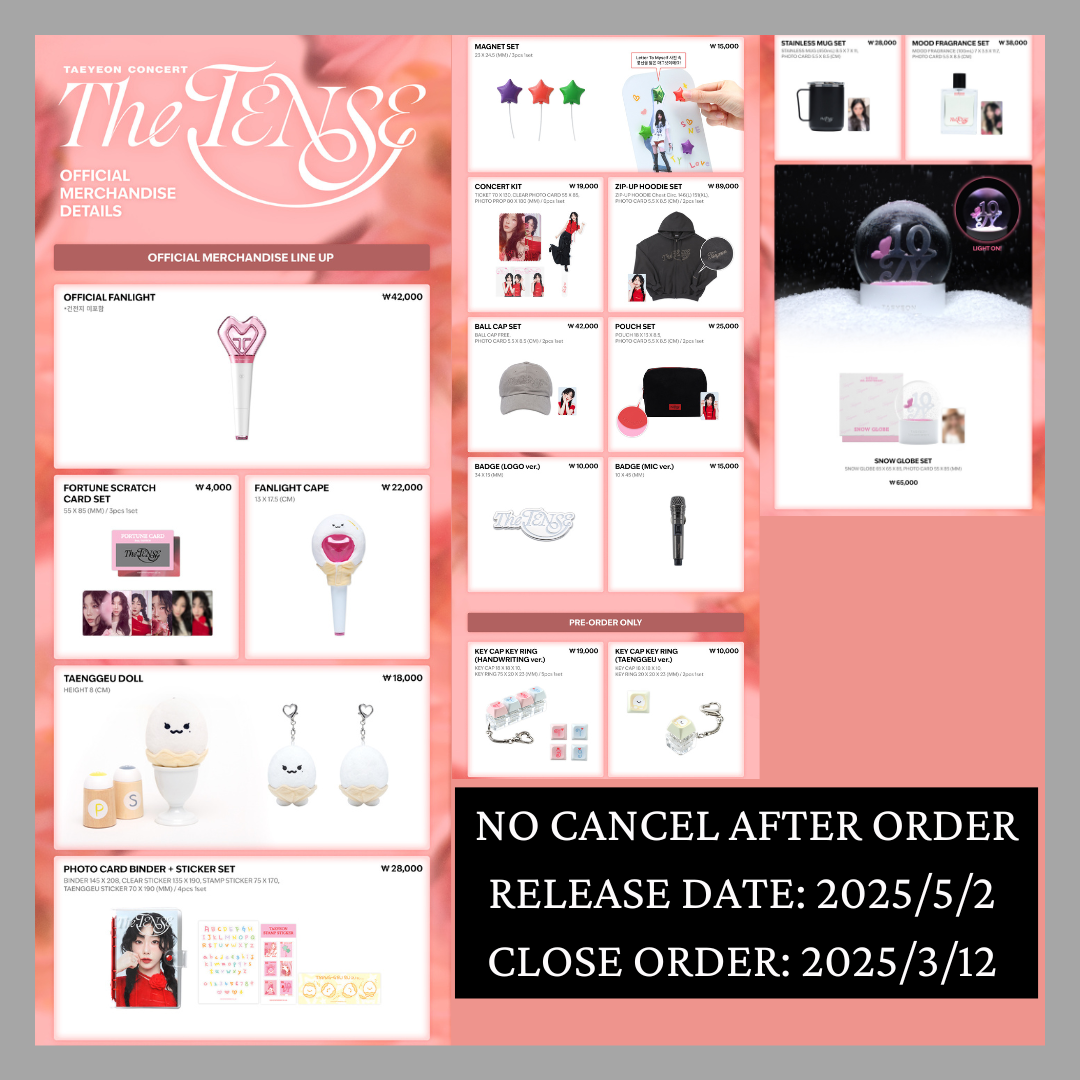TAEYEON CONCERT THE TENSE OFFICIAL MERCHANDISE MD OFFICIAL