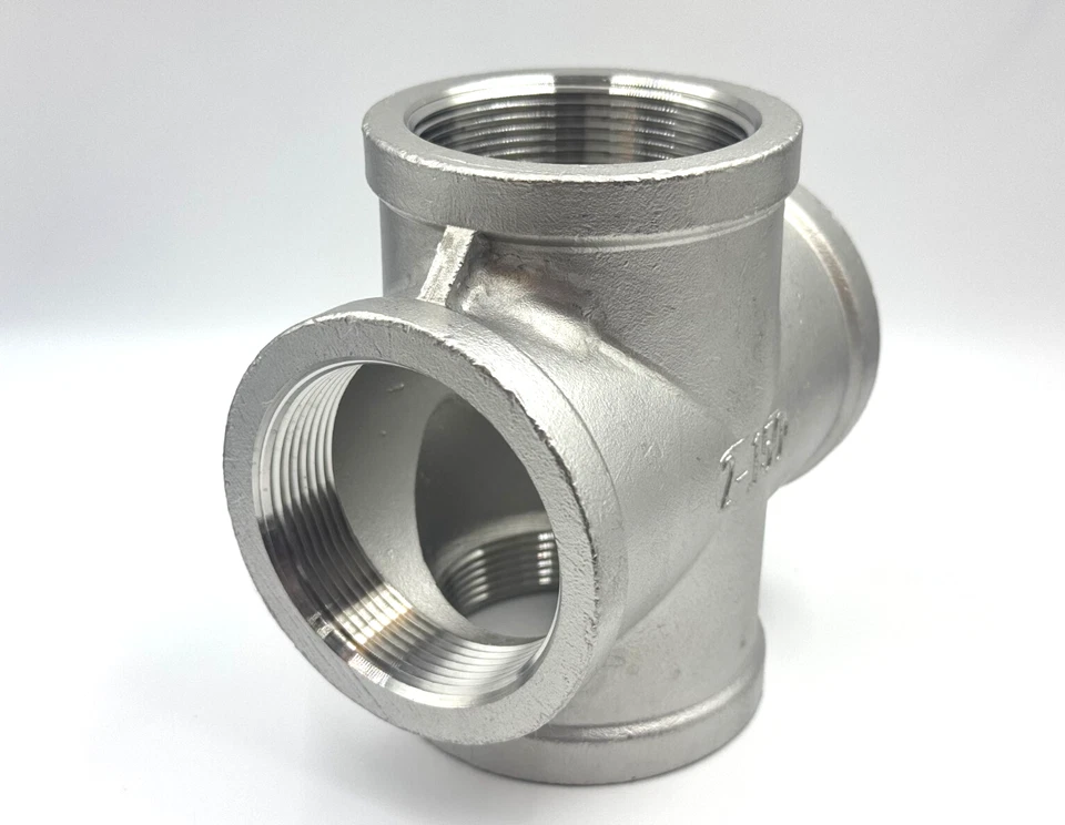 STAINLESS STEEL 4 WAY 2" NPT PIPE CROSS UNION HEAVY DUTY CAST CLASS 150 - Image 3 of 4