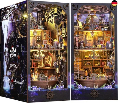 BuzzoXerex Book Nook Kit, Miniatur Haus Holz, DIY Miniatur Puppenhaus Booknook