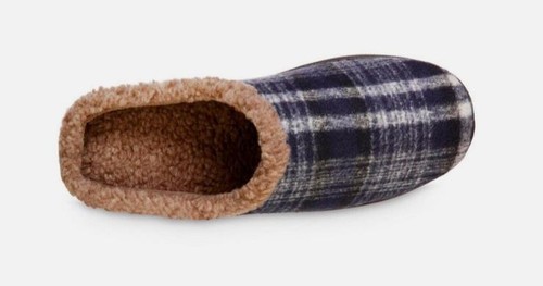 Isotoner Mens Plaid Hoodback Slipper Navy Blue L 9.5 - 10.5 NEW $48 A9F087NBL - Picture 3 of 6