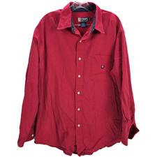 VTG CHAPS Ralph Lauren Mens Large Shirt Red Button up RL Logo Vintage Preppy