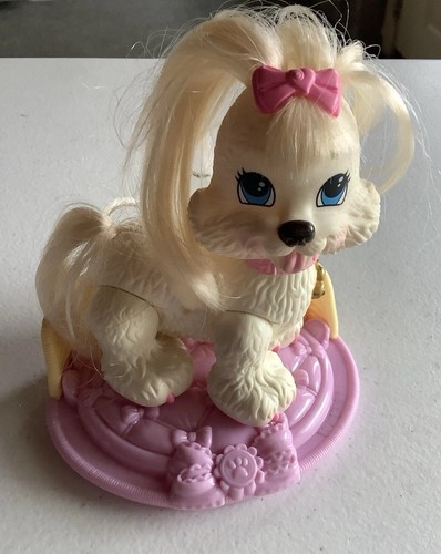Fisher Price Cute   Dog With Pink Bow And Doggie Bed By Mattel
