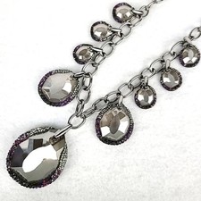 Swarovski Necklace with Large Drop Rhinestones in Black and Purple
