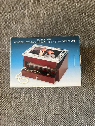 Godinger Silver-Plated Wooden Photo Storage & Jewelry Box