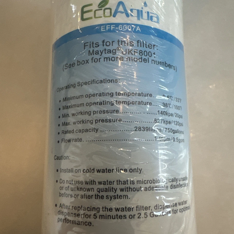Водяной фильтр для холодильника EcoAqua EFF-6007A ~ Maytag Amana KitchenAid Kenmore - Изображение 2 из 3