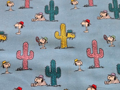 PEANUTS Snoopy & Cacti in Blue Springs Creative Cotton Fabric - By the HALF YARD