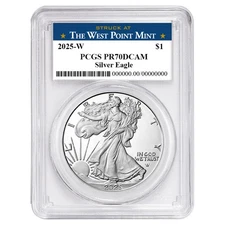 2025-W Proof $1 American Silver Eagle PCGS PR70DCAM West Point Label