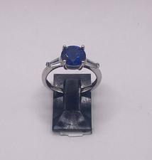 .925 Blue Cubic Zirconia Sterling Silver Ring