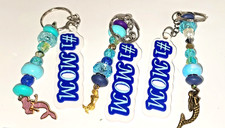 Mystery Mermaid Keychain 1 Mom Gift Handmade Beaded Key Ring Ocean Blue...