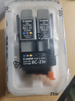 Canon BC-21E Black & Tri-Color Ink Cartridge 0899A003 Genuine New Open Box