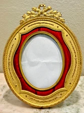 Antique Imperio Enamel and Ormolu Bronze Photo Frame H; 9" France