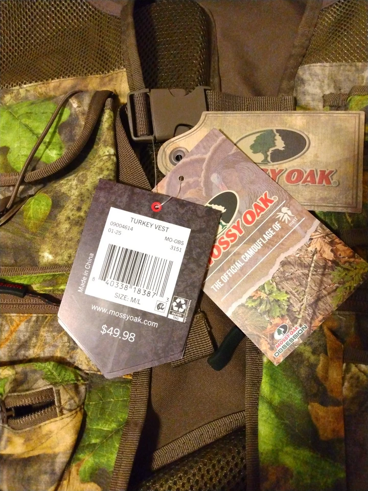 Turkey Hunting Vest Men's Mossy Oak OBSESSION Official Camo NWTF Size Choice - Image 4 of 4