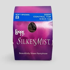 Leggs Silken Mist Control Top Size B Soft Brown Pantyhose Sheer 20211 NOS