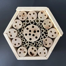 Bee and Insect House by behavi  6.8” x 4” x 7.8” Bees Can Lay Eggs Wood & Bamboo