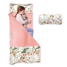 Toddler Nap Mat with Removable Blanket and Pillow, Extra Large Rolled Napping...