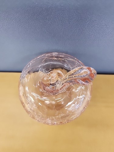 Blenko Crackle Pink Apple Art Glass Figurine Paperweight Glass Decor 3”T 3”W Vtg - Picture 4 of 10