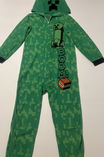 Minecraft hooded union suit featuring the iconic Creeper enemy. Boys' size 10/12