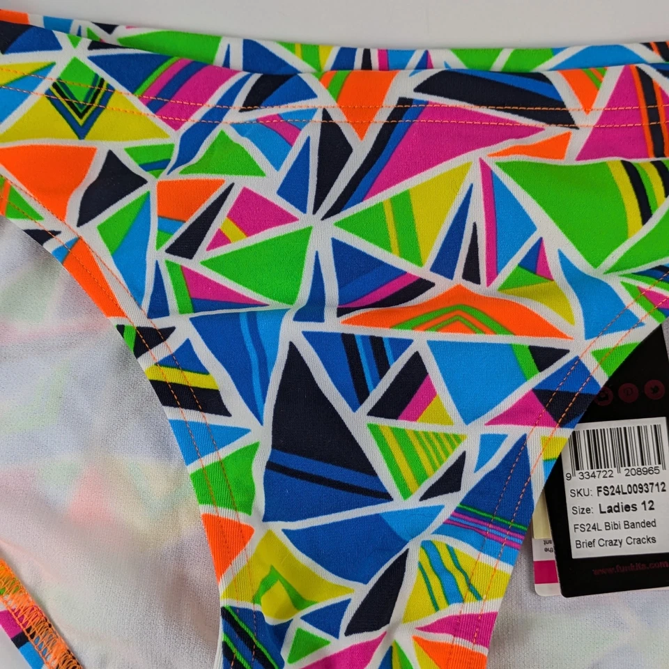Funkita Damen Größe 34 Bikinihose Neu Bibi Banded Slip Crazy Cracks Neon - Bild 2 von 4