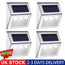 4XLED Solar Powered Wall Lights Waterproof Outdoor Garden Fence Step Stair Light