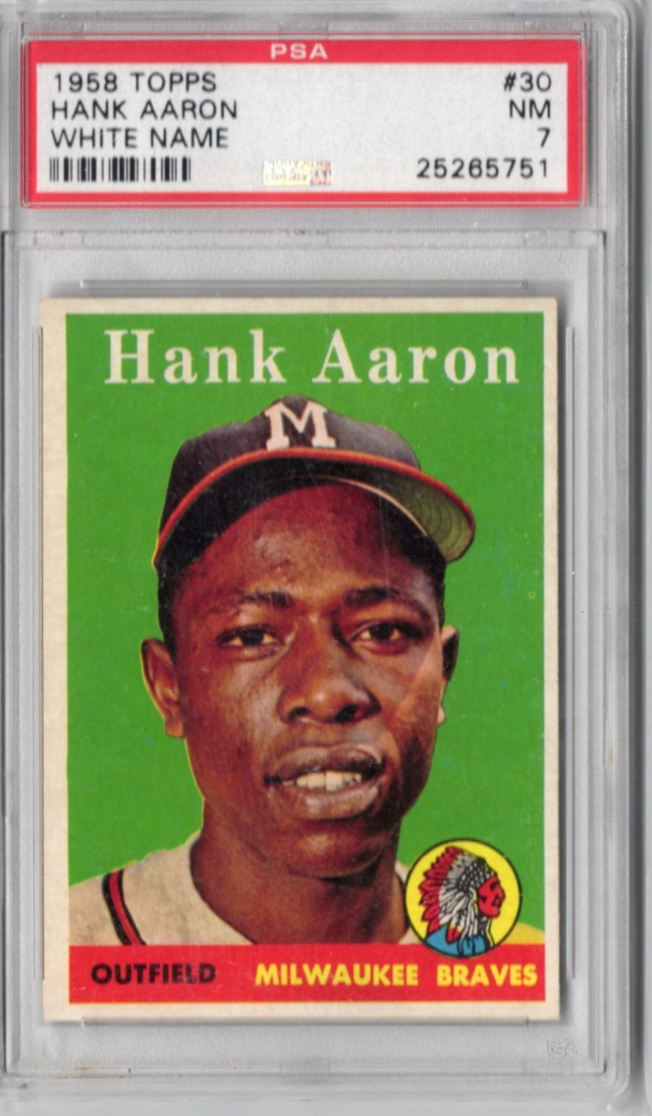 1958 Topps Baseball Hank Aaron #30 PSA 7 White Letter