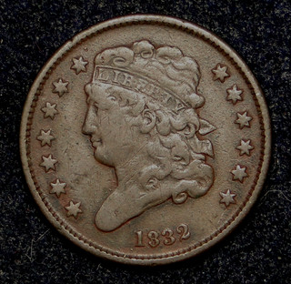 1832 CLASSIC HEAD HALF CENT OLD U.S. TYPE COIN