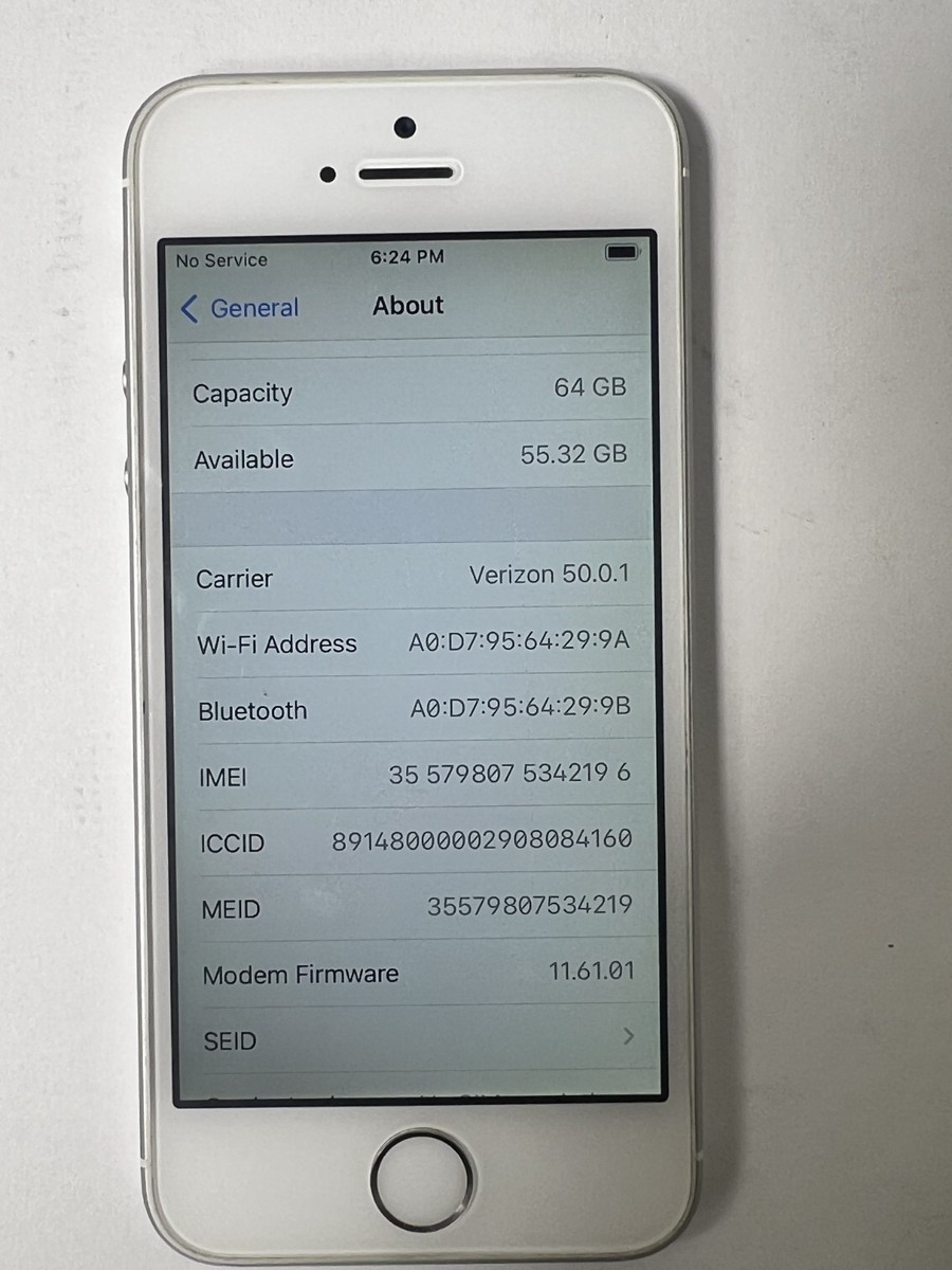 iPhone SE 　MLM62J/A Apple iPhone SE 1st Gen. Unlocked 64GB White 🔋 86% A1662 MLMG2LL
