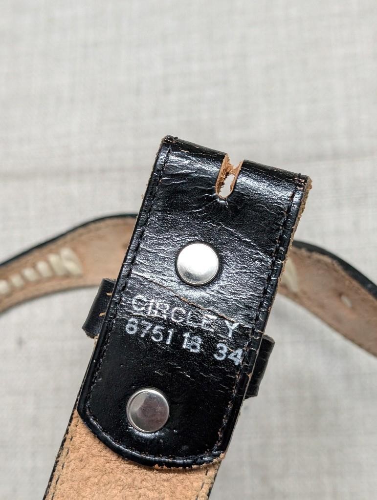 vintage USA made CONCHO buckle belt 32 black WESTERN  display picture 2