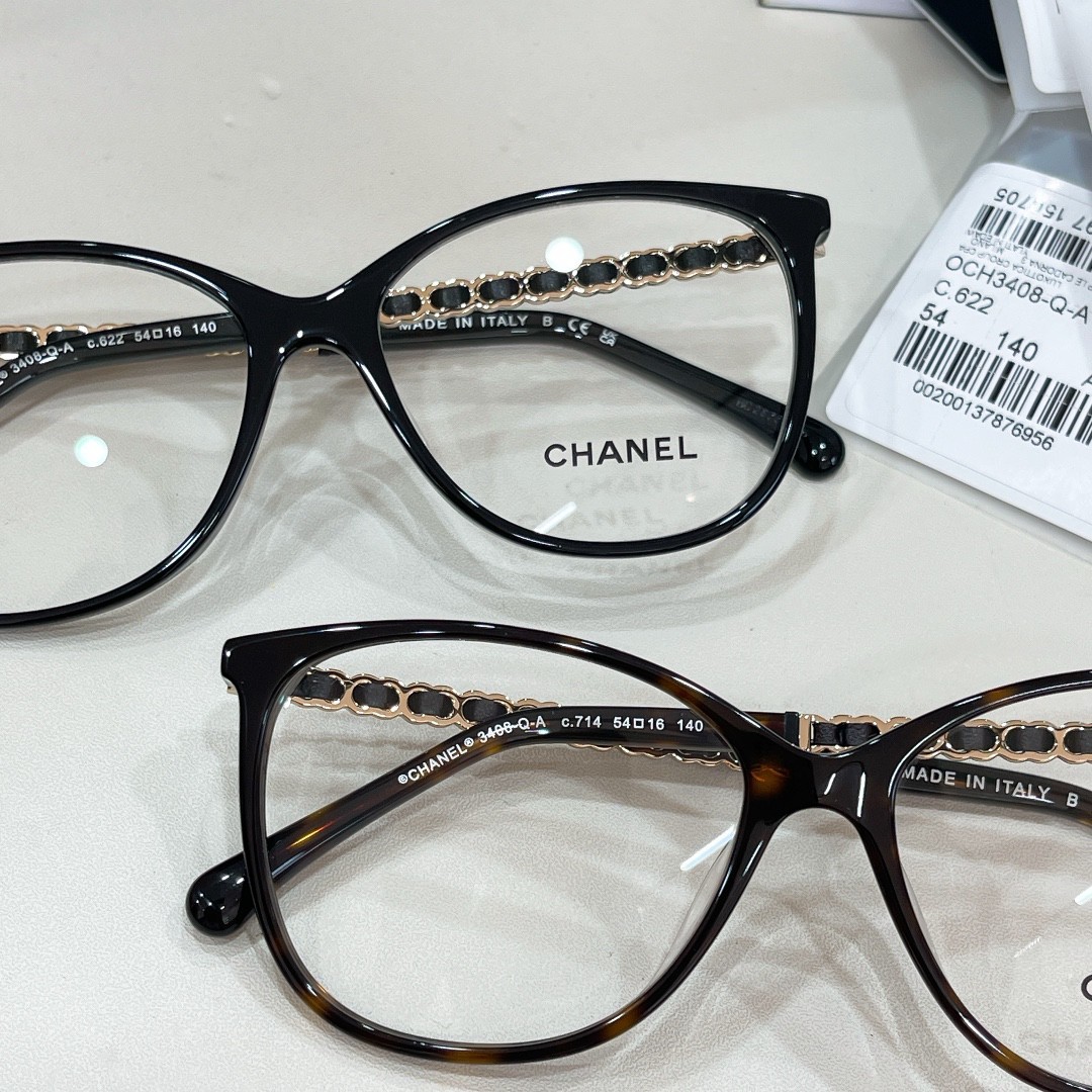 Chanel 3408 black Square frame transparent lenses 54 16-140