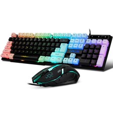 Gaming Keyboard and Mouse Combo,USB Wired 104-Keys Full Size Light Up Keyboar...