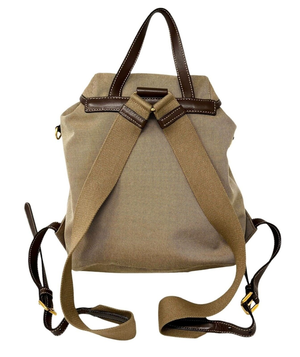 PRADA Vintage Logo Jacquard Backpack Brown Gold Canvas Leather