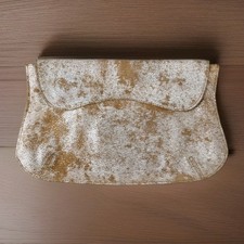 Anthropologie Miss Albright metallic dot Textured cow leather flap clutch Purse 