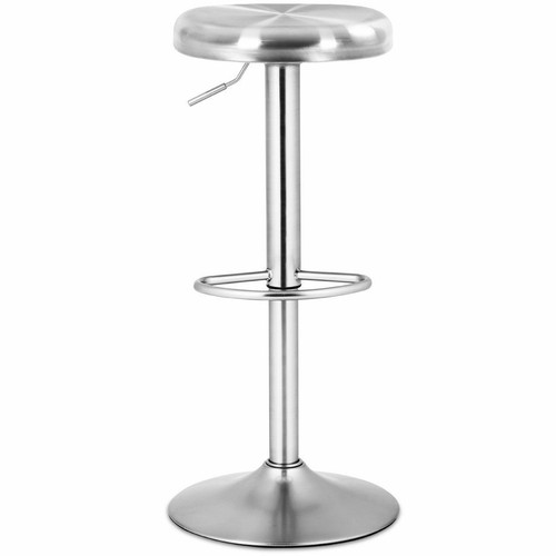 2 Pcs Brushed Stainless Steel Swivel Bar Stool Seat Adjustable Height Round Top - Picture 4 of 9