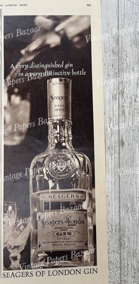Seagers of London Gin Flasche Drink Seager Evans 1960 Vintage Print Werbung