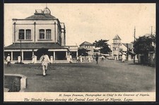Old postcard Lagos, The Tinubu Square showing the Central Law Court of Nigeria 