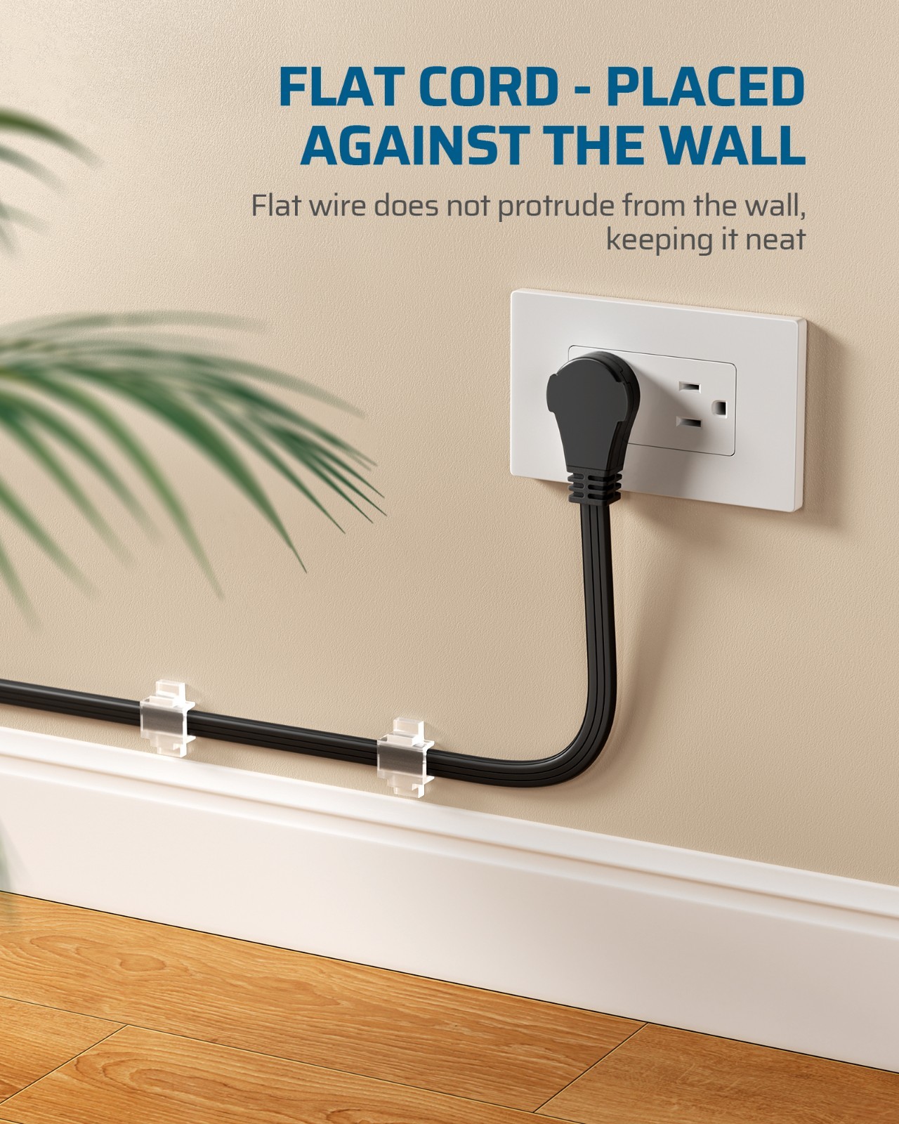 DEWENWILS 360 Degree Rotating Plug 3FT Extension Cord 3 Outlet Flat Wire