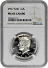 1967 50C SMS Kennedy Half Dollar NGC Graded MS 65 Cameo