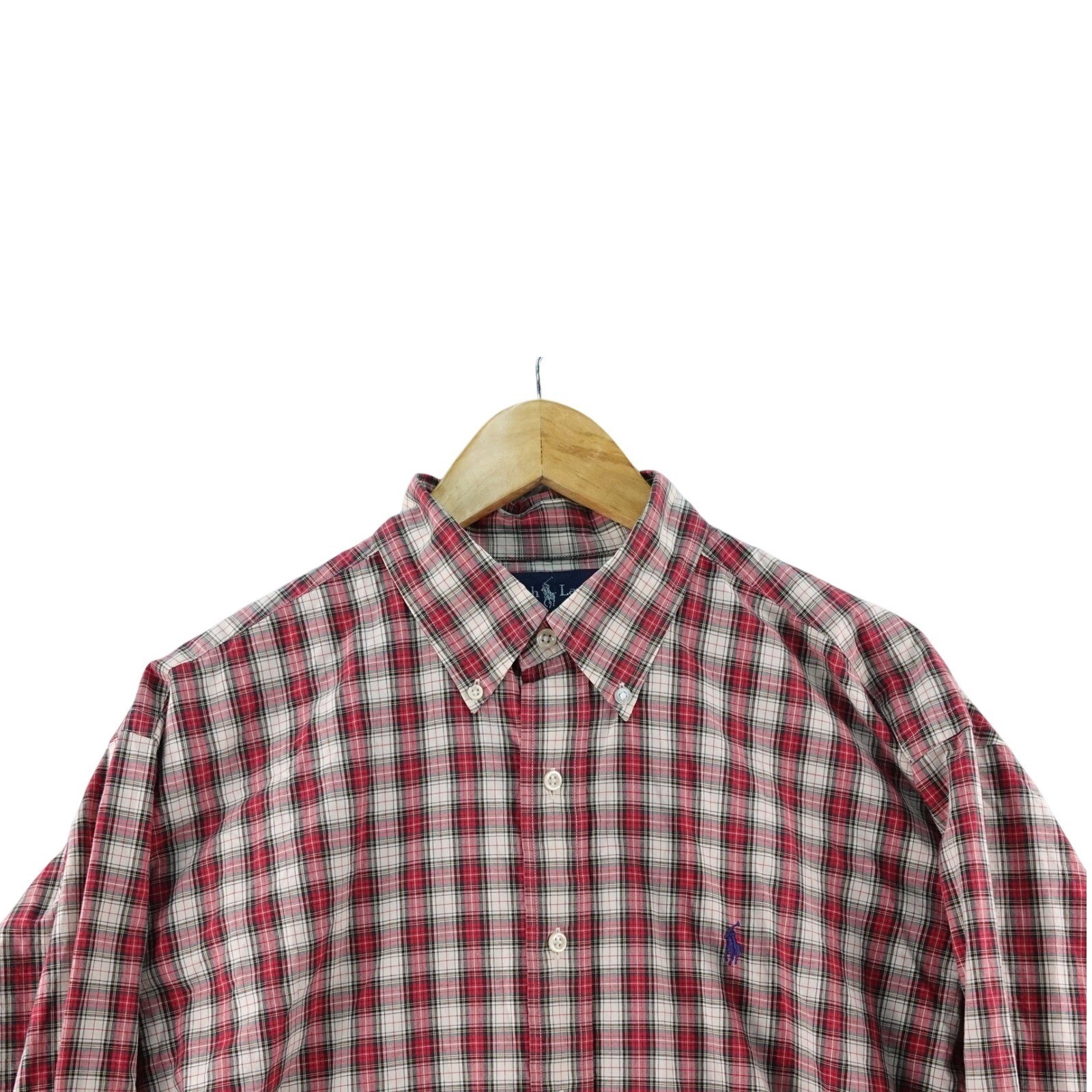 Vintage Mens L Polo Ralph Lauren Blake Plaid Button Down Shirt Classic Fit
