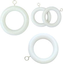 20 Pack Handmade Wooden Curtain Rod Rings 3 Inch Outer Diameter White Farmhouse