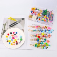 421PCS Beaded Keychain Making Kit for Key Chain Charm Supplies,Acrylic Transp...