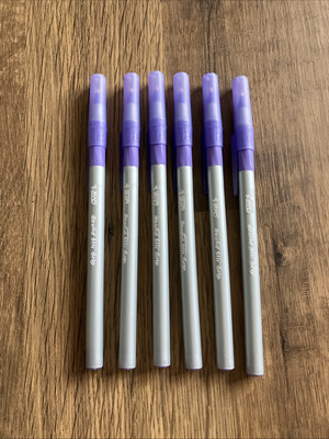 BIC Round Stic Griff 1,0 mm Medium Lila Kugelschreiber, GEDECKELT, Nr: 920412 (6 Stifte)