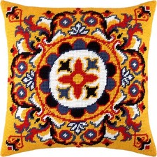 Needlepoint/Tapestry vintage throw pillow cover "PERSIAN ROSETTE" embroidery kit