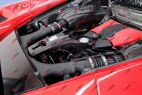 Kit de compartimento de motor trasero de fibra de carbono seco liso/serrecho para Ferrari F8 Tributo - Imagen 6 de 24