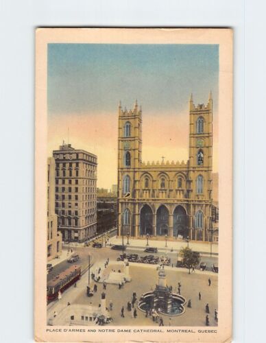 Postcard Place D'Armes & Notre Dame Cathedral Montreal Quebec Canada | eBay