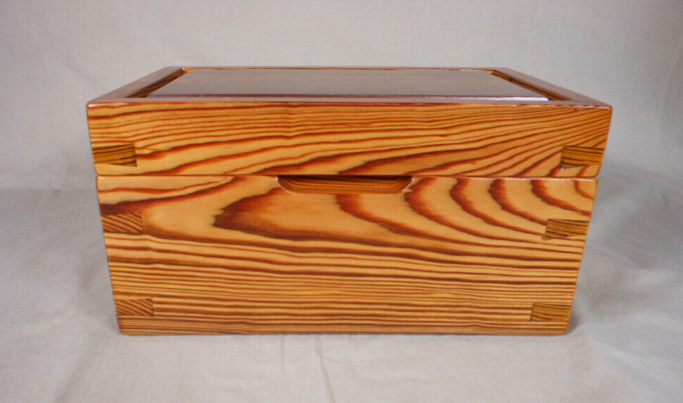 Reclaimed Pine Jewelry Box with Walnut Panel Lid - Valet Keepsake Organizer-image