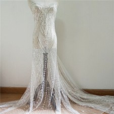 Flowers Plant Embroidery Lace Fabric Evening Dress Sequined Wedding DIY Tulle