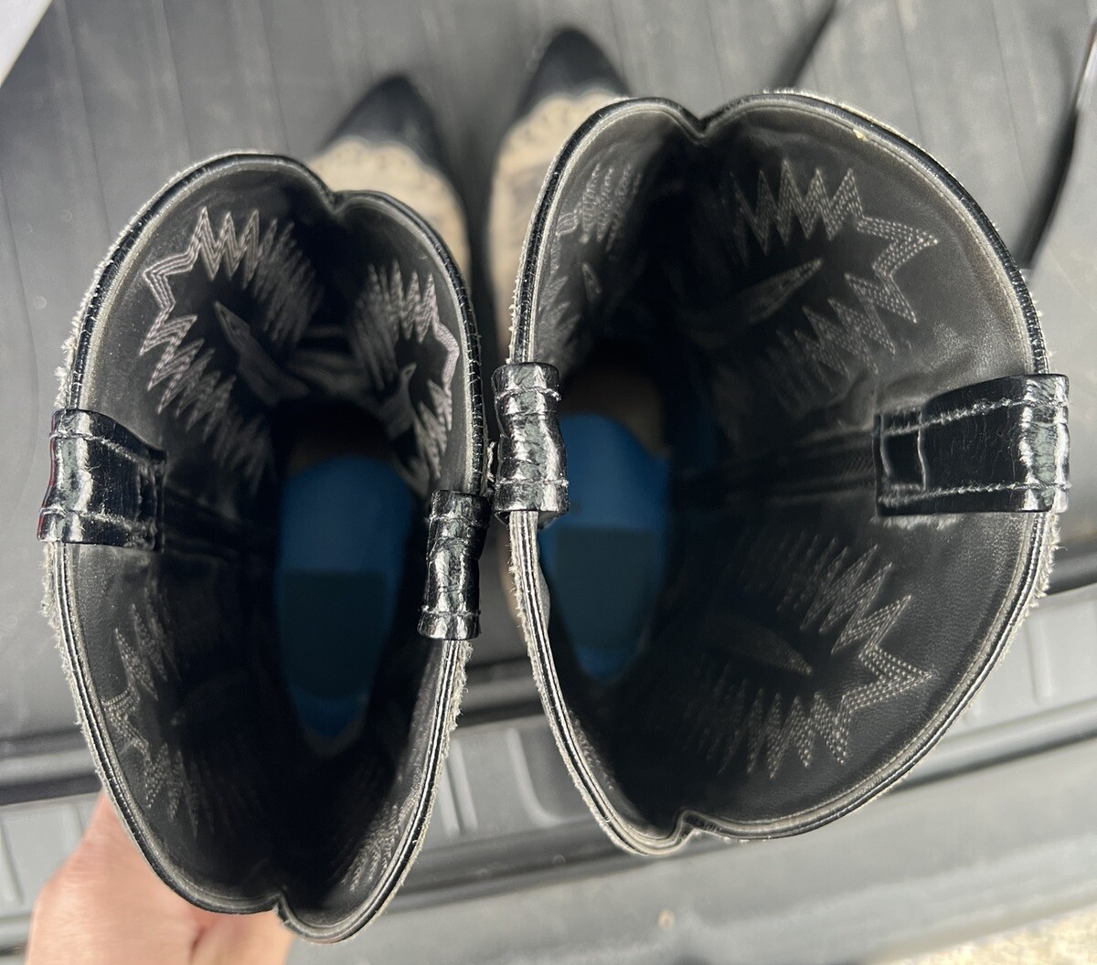 MEN'S COWBOY WESTERN BOOTS BLACK CAT'S PAW HEELS SNIP TOE eBay