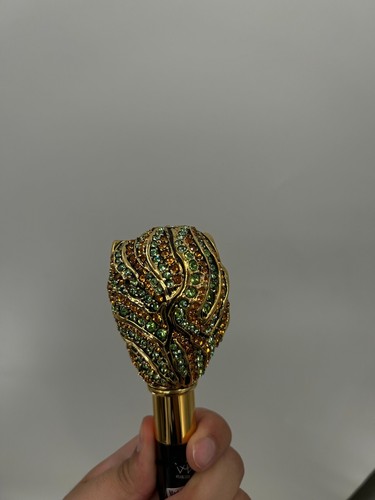 Italian Luxury gold lion head with multi-color crystals walking cane (36-inch) - Picture 6 of 6