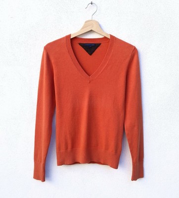 Maglione TOMMY HILFIGER Donna S Scollo a V Pullover Maglia Cotone