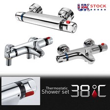 Thermostatic Bath Shower Bar Mixer Valve Tap Chrome Bathroom Desk/Wall Mounted