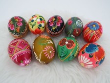 Decorative Hand Painted Wood Easter Eggs Lot of 9